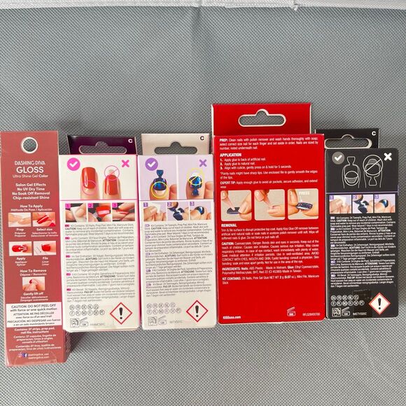 5 Pk Nail Bundle Toes and Hands Press-On & Strips #475 - Picture 2 of 8